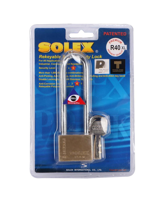 NO.R40XL LONG SHACKLE BRASS PADLOCK 50 MM H.D.