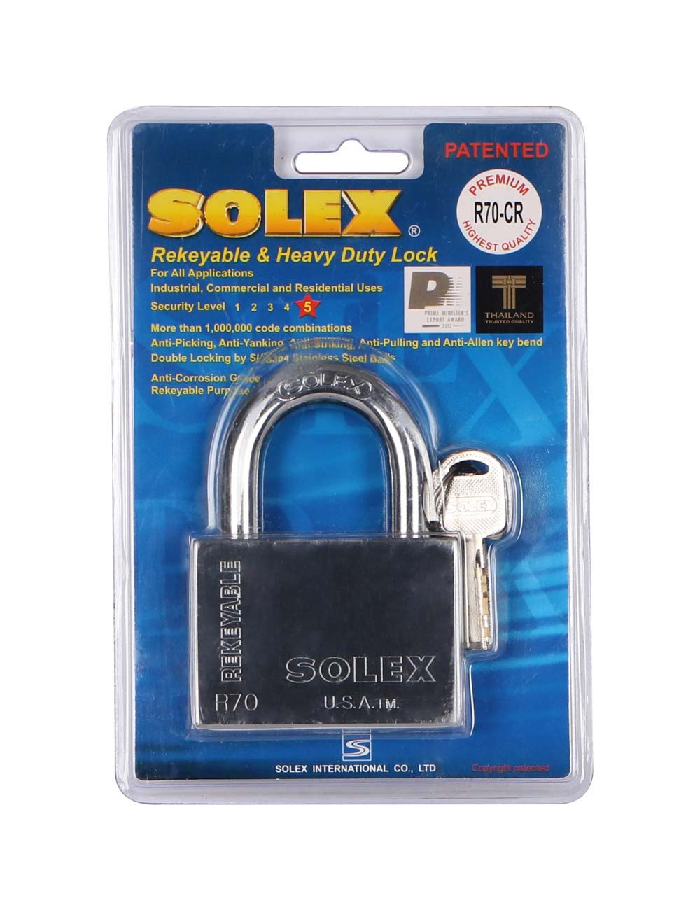 NO.R70CR CHROME PADLOCK 70 MM H.D.