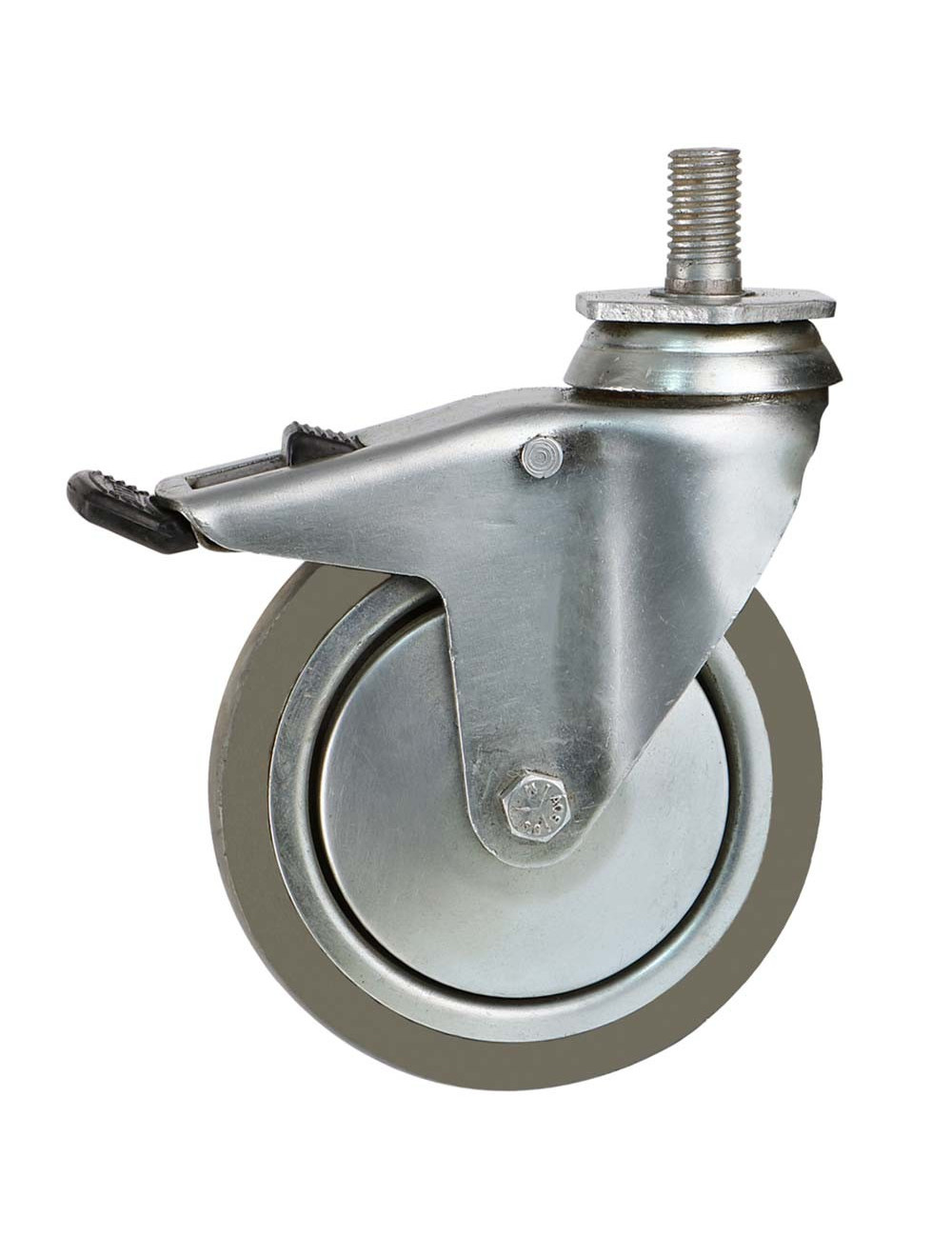 GREY CASTER WHEEL WITH BRAKE 5"