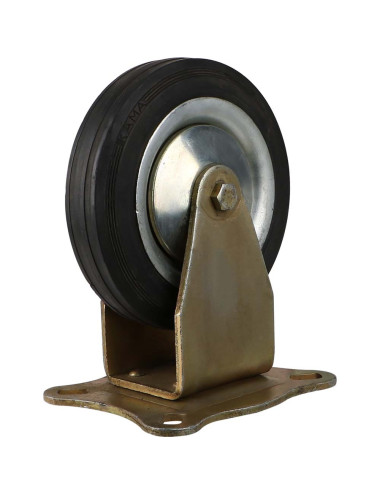 SNS 3202 RUBBER FIXED WHEEL WITH PLATE YELLOW 8"