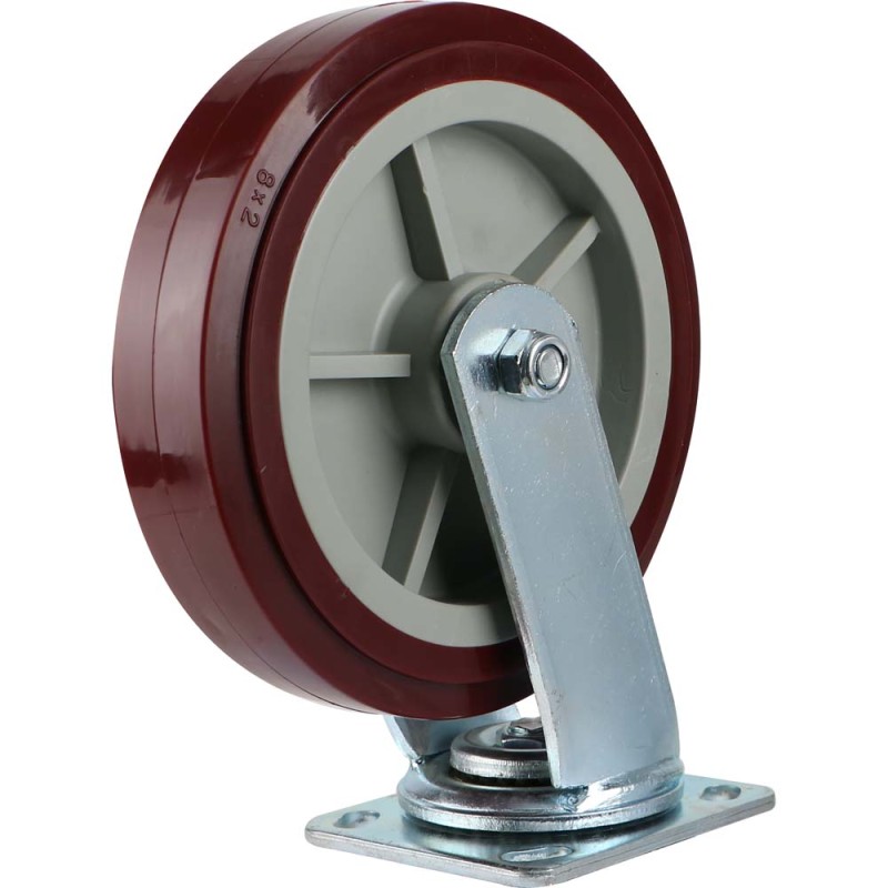 088200 CASTER WHEEL RED SWIVEL 8" H.D