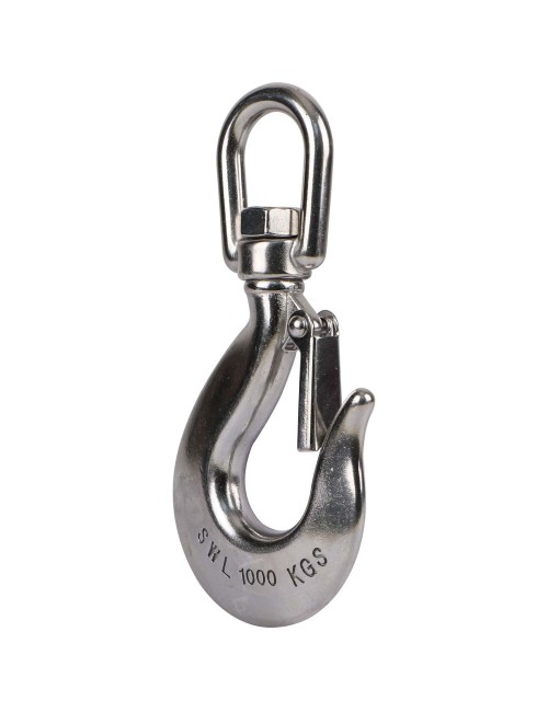 STAINLESS STEEL SWIVEL HOOK W/ LATCH 1 TON