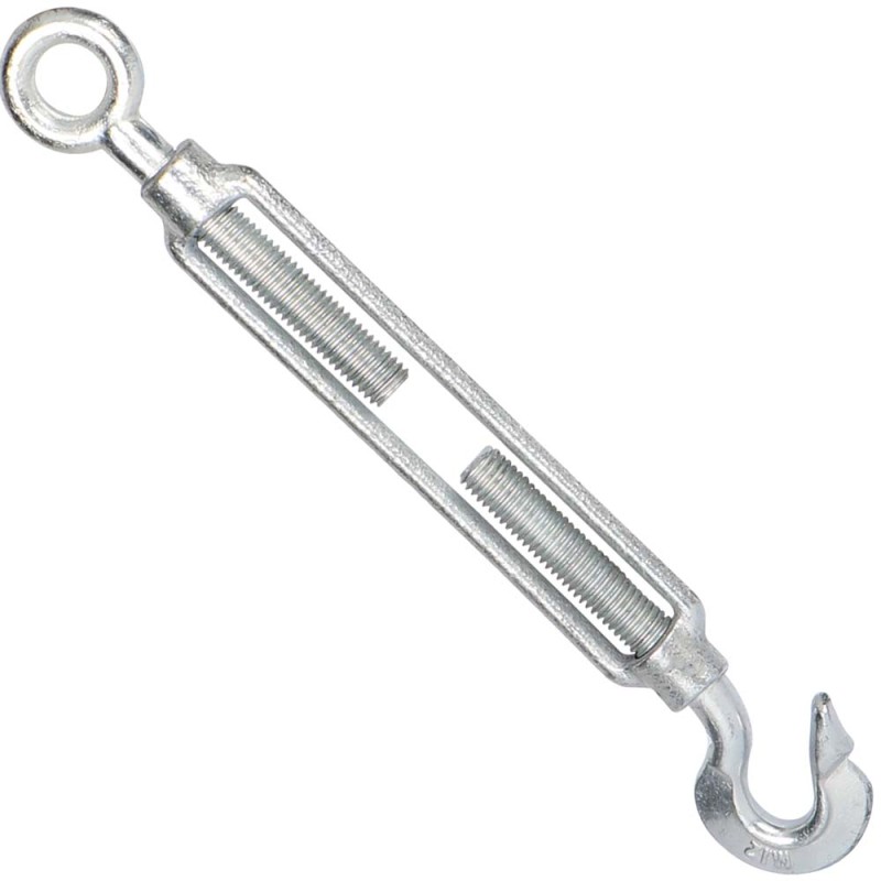 ELEC. GALV. COMM. TYPE TURNBUCKLE W/ HOOK & EYE 12 MM
