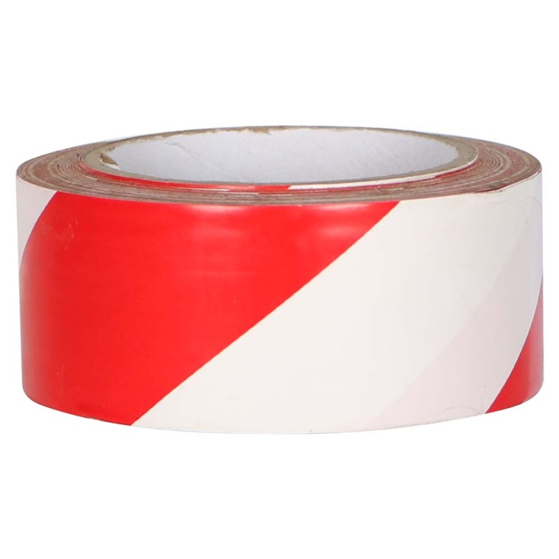 PVC WARNING TAPE RED/WHITE ADHESIVE 2" x 100 FT