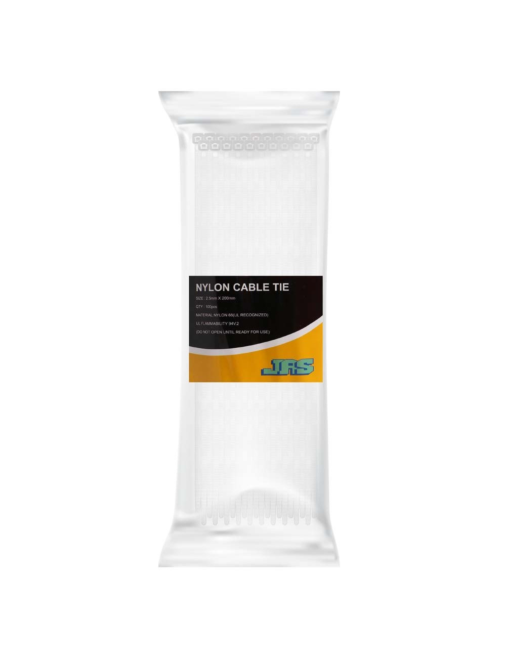 JAS NYLON CABLE TIE WHITE 2.5 X 200 MM 100PCS