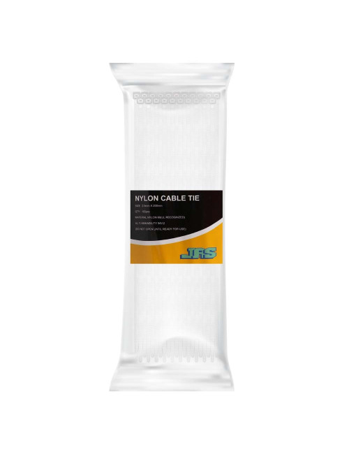JAS NYLON CABLE TIE WHITE 2.5 X 200 MM 100PCS