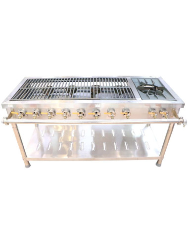 طباخ غاز 1 عين كبير +8 عين صغير 1500×600×130×800 ملي