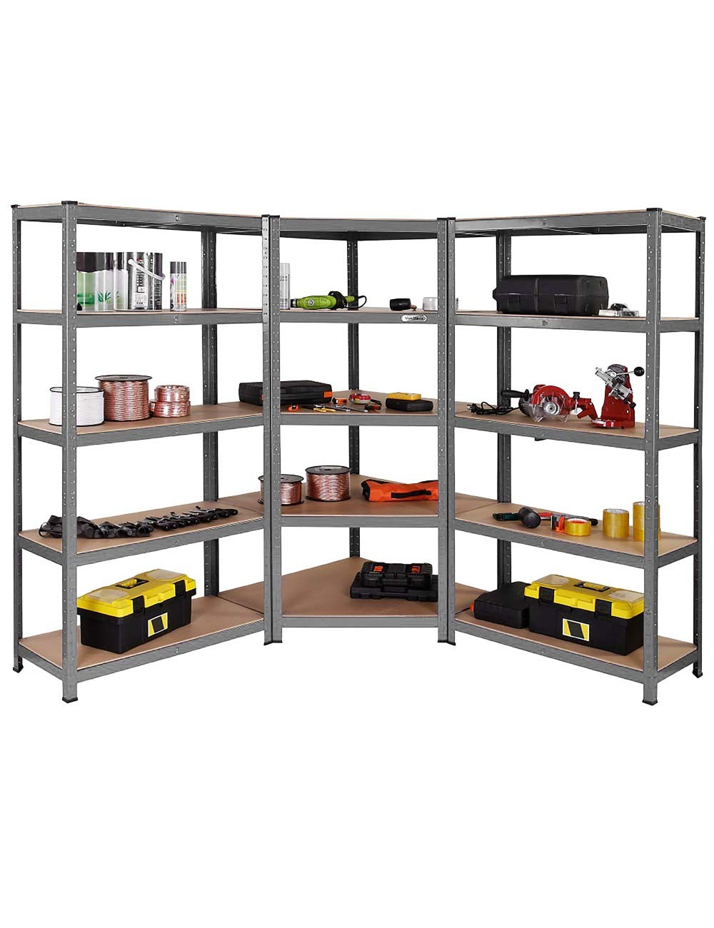 T20 CORNER SHELF WITH 5 WOOD SHELF 900 x 450 x 1800MM H.D