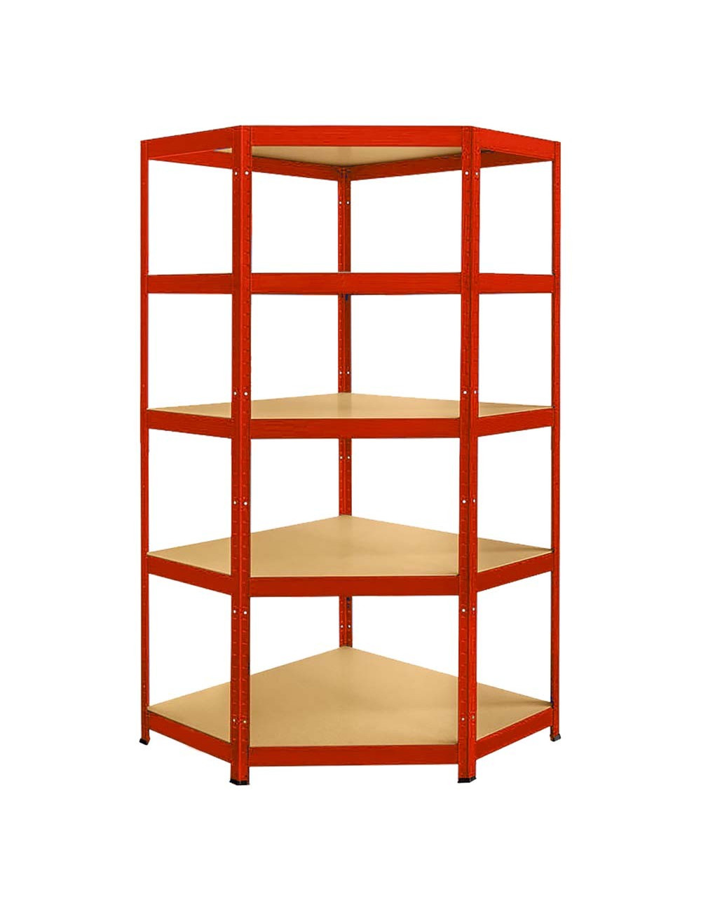T20 CORNER SHELF WITH 5 WOOD SHELF 900 x 450 x 1800MM H.D RED