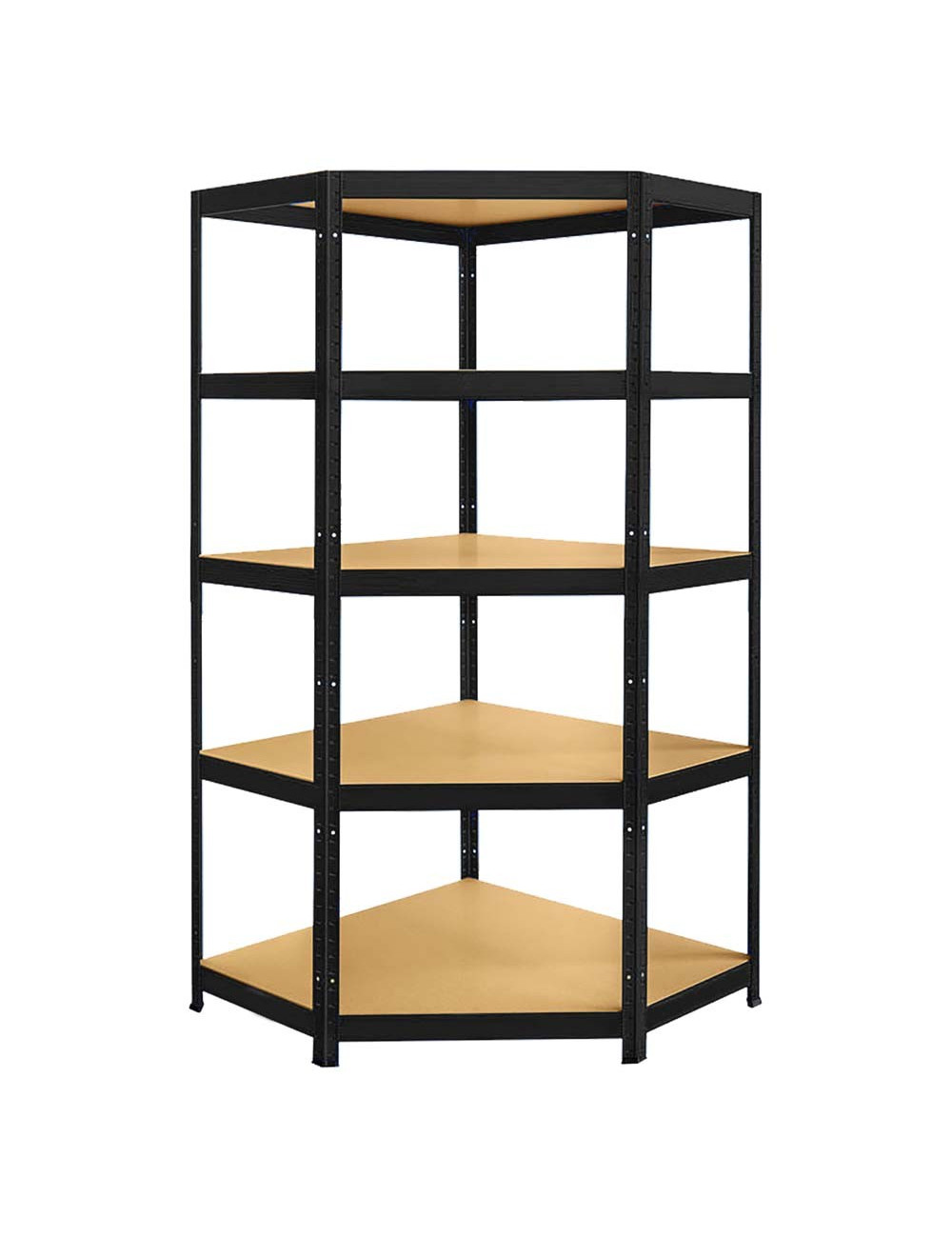 T20 CORNER SHELF WITH 5 WOOD SHELF 900 x 450 x 1800MM H.D BLACK