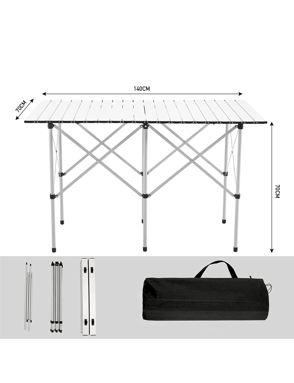 JAS-OT02 FOLDABLE ALUMINIUM OUTDOOR TABLE 140 x 70 x 70 CM