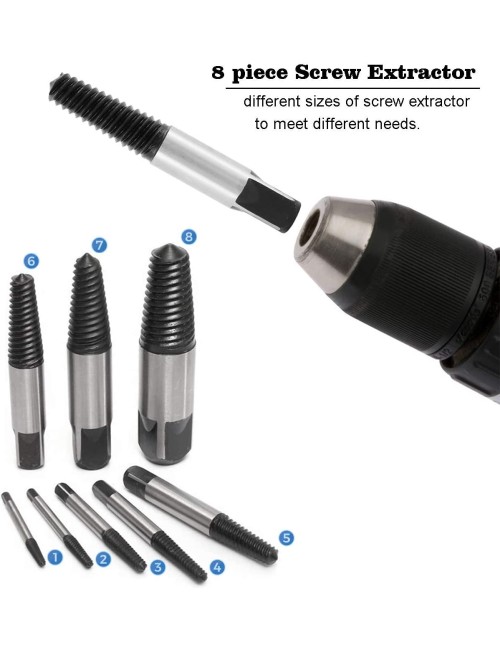 SCREW EXTRACTOR 8 PCS/SET