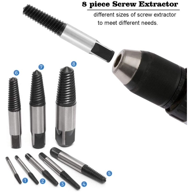 SCREW EXTRACTOR 8 PCS/SET
