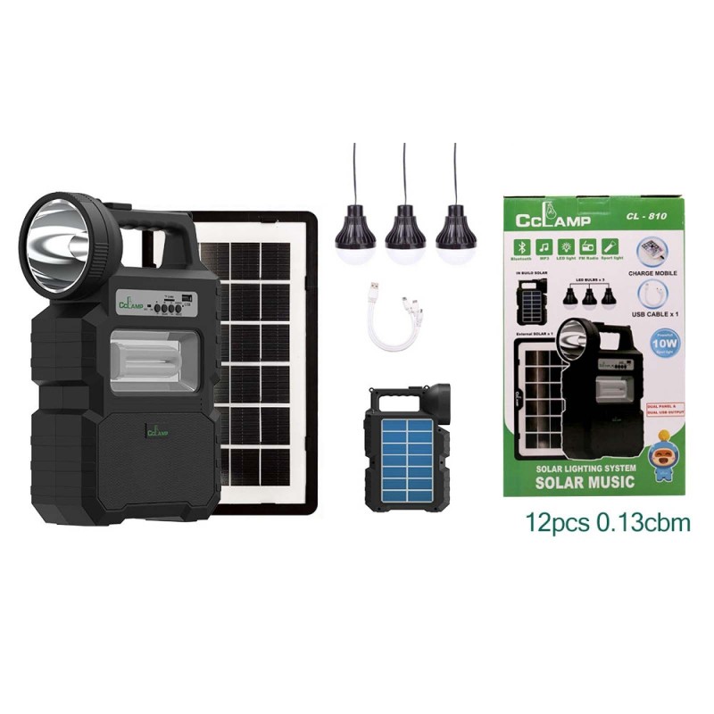 CL810 RECHARGEABLE PORTABLE TORCH LIGHT AND SPEAKER WITH SALAR PANEL