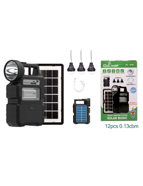 CL810 RECHARGEABLE PORTABLE TORCH LIGHT AND SPEAKER WITH SALAR PANEL