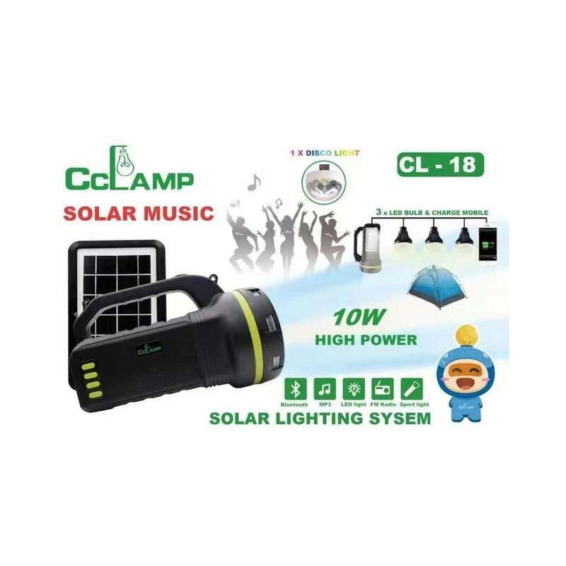 CL18 RECHARGEABLE PORTABLE TORCH LIGHT AND SPEAKER WITH SALAR PANEL
