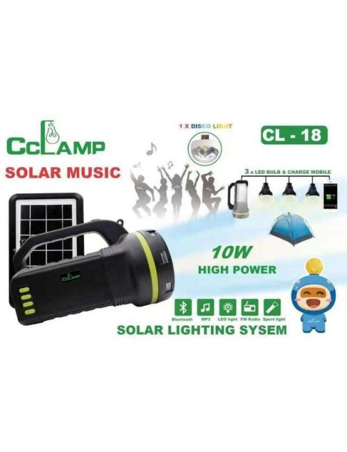 CL18 RECHARGEABLE PORTABLE TORCH LIGHT AND SPEAKER WITH SALAR PANEL