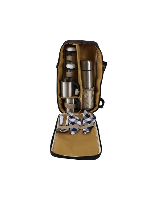 SHELDIED CAMPING SET (1 STEEL WATER BOTTLE+ 2 STEEL GLASS+ 2 SPOONS+2 SPICE JAR +2 HANDKERCHIEF