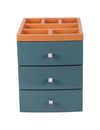 25.5*34.5*33 رف تخزين بلاستيك 3 جرار ملون