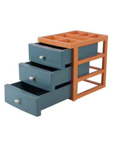 25.5*34.5*33 رف تخزين بلاستيك 3 جرار ملون