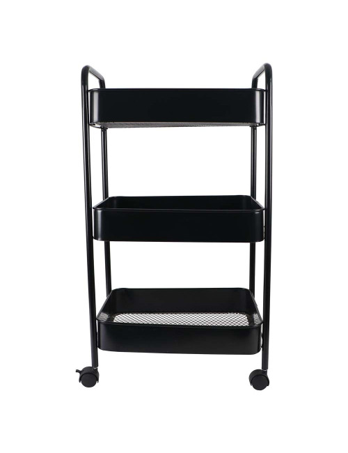 MOVEABLE 3 LAYERS STORAGE SHELF BLACK 76 X 45 X 30