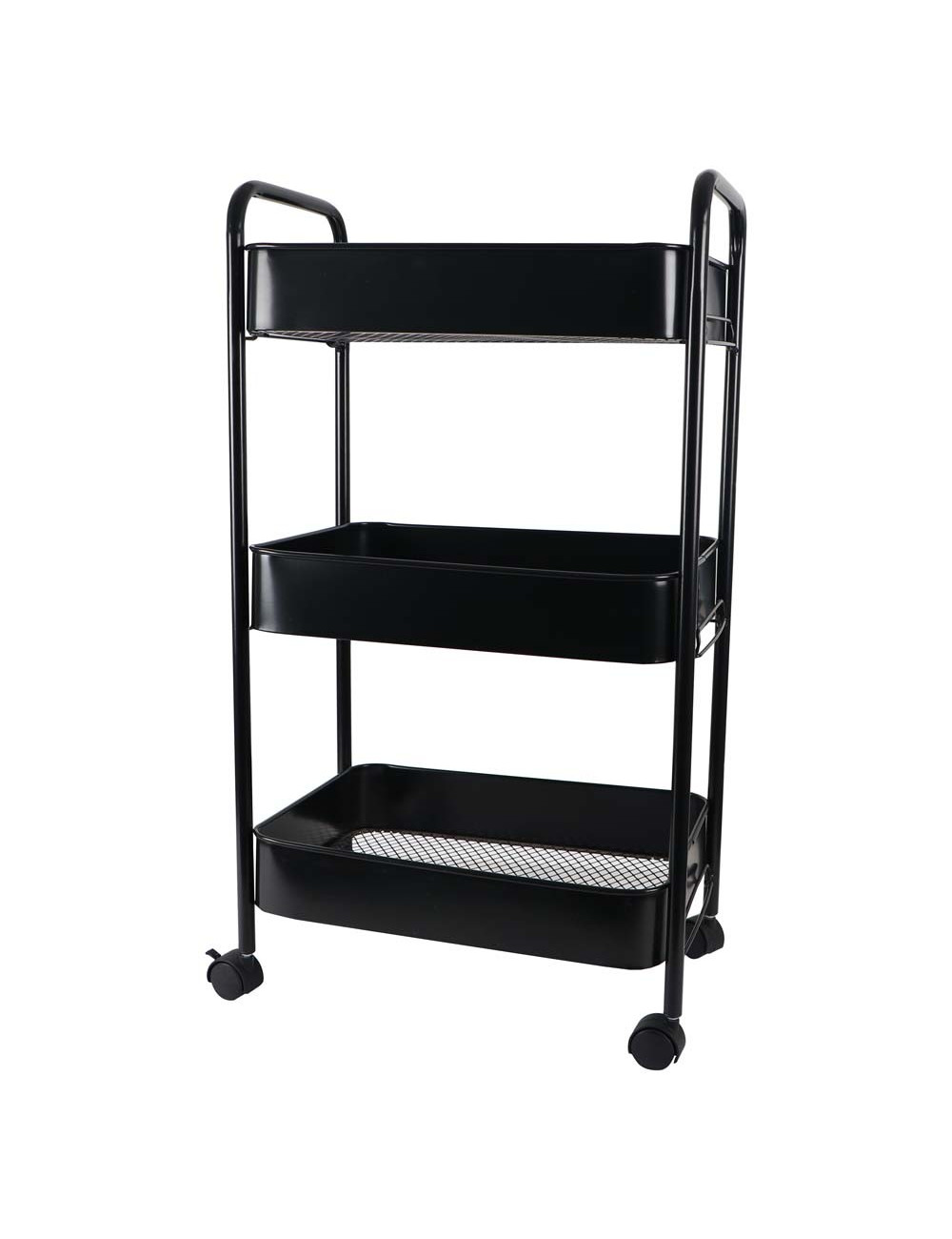 MOVEABLE 3 LAYERS STORAGE SHELF BLACK 76 X 45 X 30