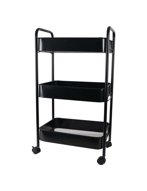 MOVEABLE 3 LAYERS STORAGE SHELF BLACK 76 X 45 X 30