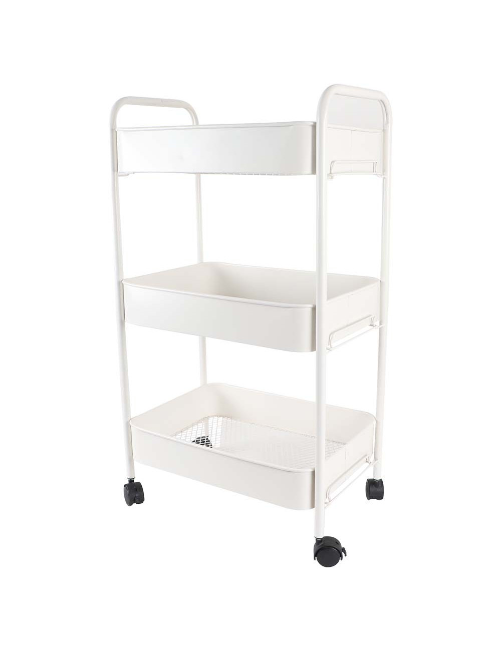 MOVEABLE 3 LAYERS STORAGE SHELF WHITE 76 X 45 X 30