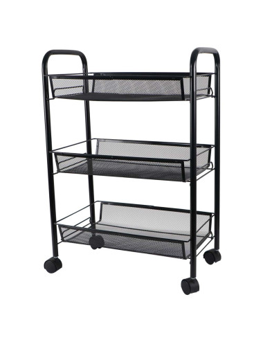 رف متحرك 3 طابق اسود 70 × 45 × 26 سانتي