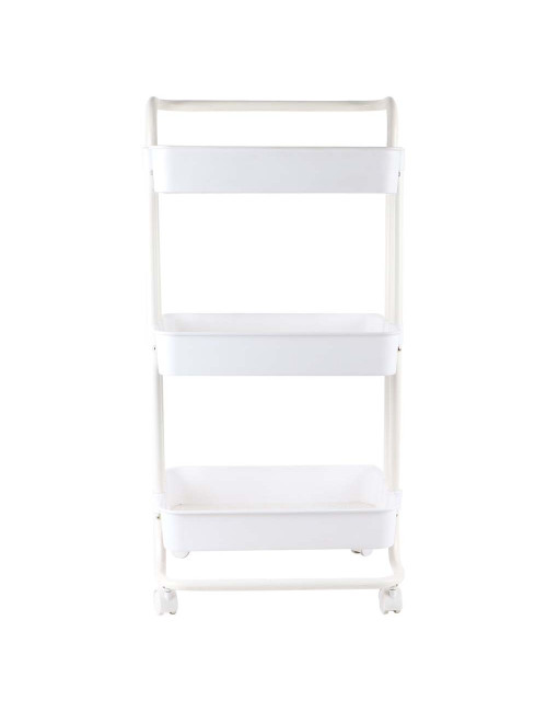 MOVEABLE 3 LAYERS STORAGE SHELF WITH HANDLE WHITE 43 X 36 X 86