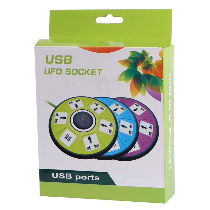 5 WAY EXTENSION SOCKET BOARD COLORFUL + 2 USB