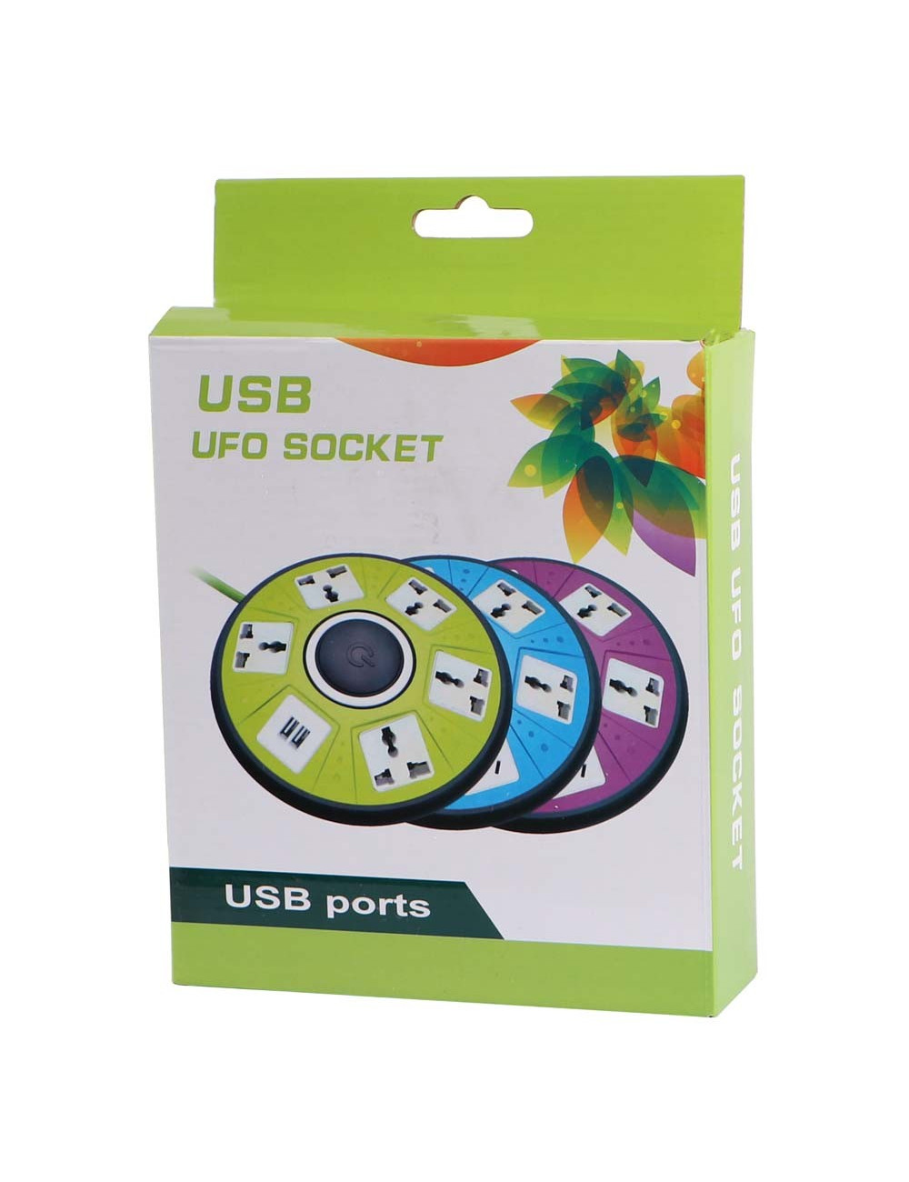 USB 2 + موزع كهرباء ملون 5 فتحه