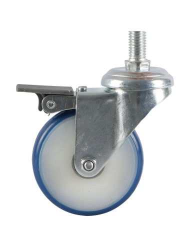 063075 CASTER WHEEL BLUE SWIVEL W/ SCREW & BRAKE 3"