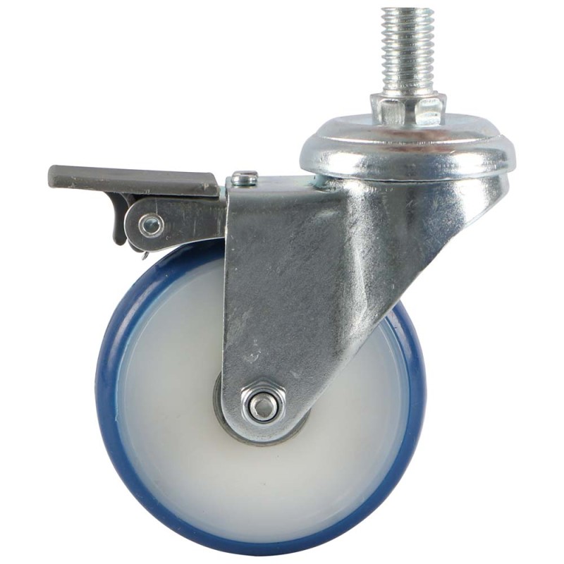 063075 CASTER WHEEL BLUE SWIVEL W/ SCREW & BRAKE 3"
