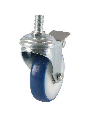 063075 CASTER WHEEL BLUE SWIVEL W/ SCREW & BRAKE 3"