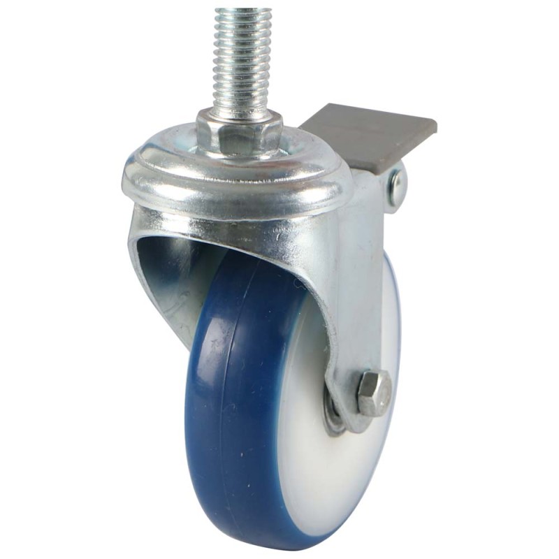 063075 CASTER WHEEL BLUE SWIVEL W/ SCREW & BRAKE 3"