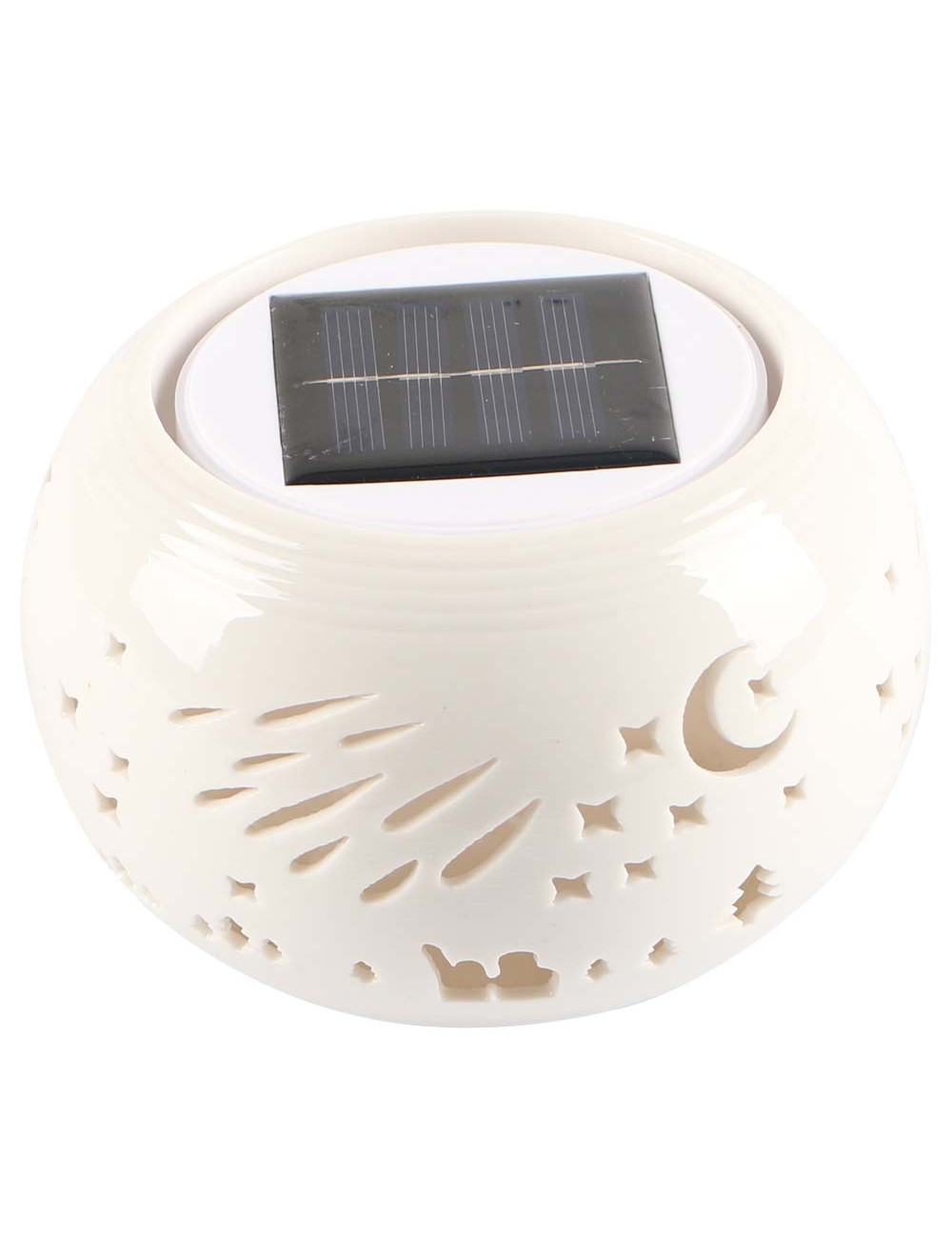 2143 SOLAR GARDEN TABLE LIGHT CERAMICS, WHITE 2 IN 1 120 X 85MM