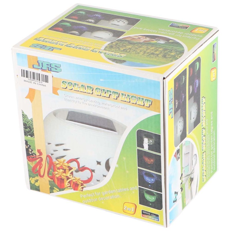 2143 SOLAR GARDEN TABLE LIGHT CERAMICS, WHITE 2 IN 1 120 X 85MM