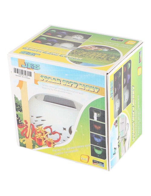 2143 SOLAR GARDEN TABLE LIGHT CERAMICS, WHITE 2 IN 1 120 X 85MM