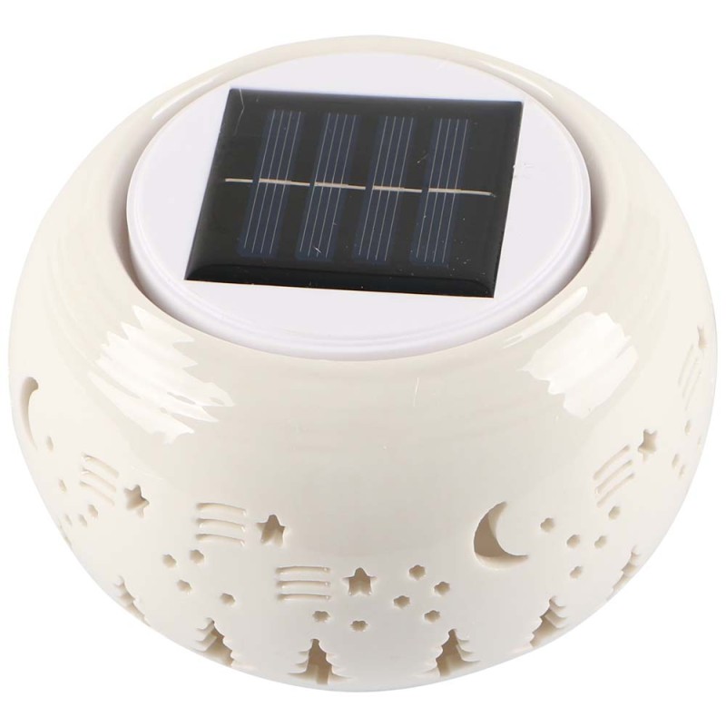 2145 SOLAR GARDEN TABLE LIGHT CERAMICS, WHITE 2 IN 1 120 X 85MM