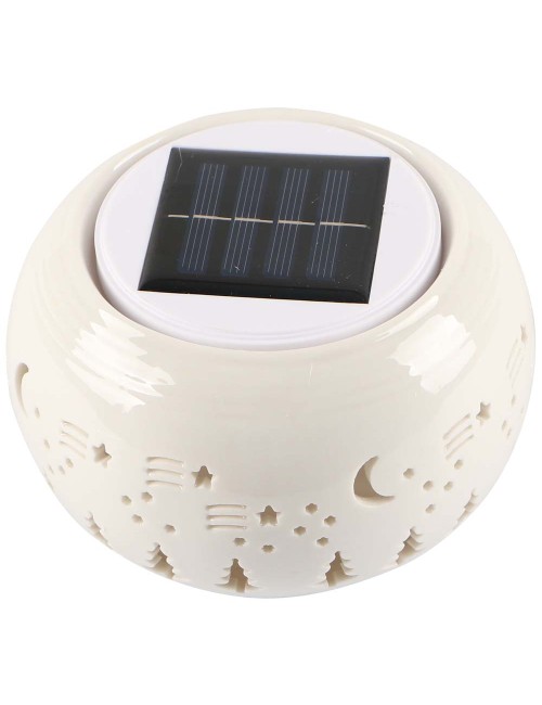 2145 SOLAR GARDEN TABLE LIGHT CERAMICS, WHITE 2 IN 1 120 X 85MM