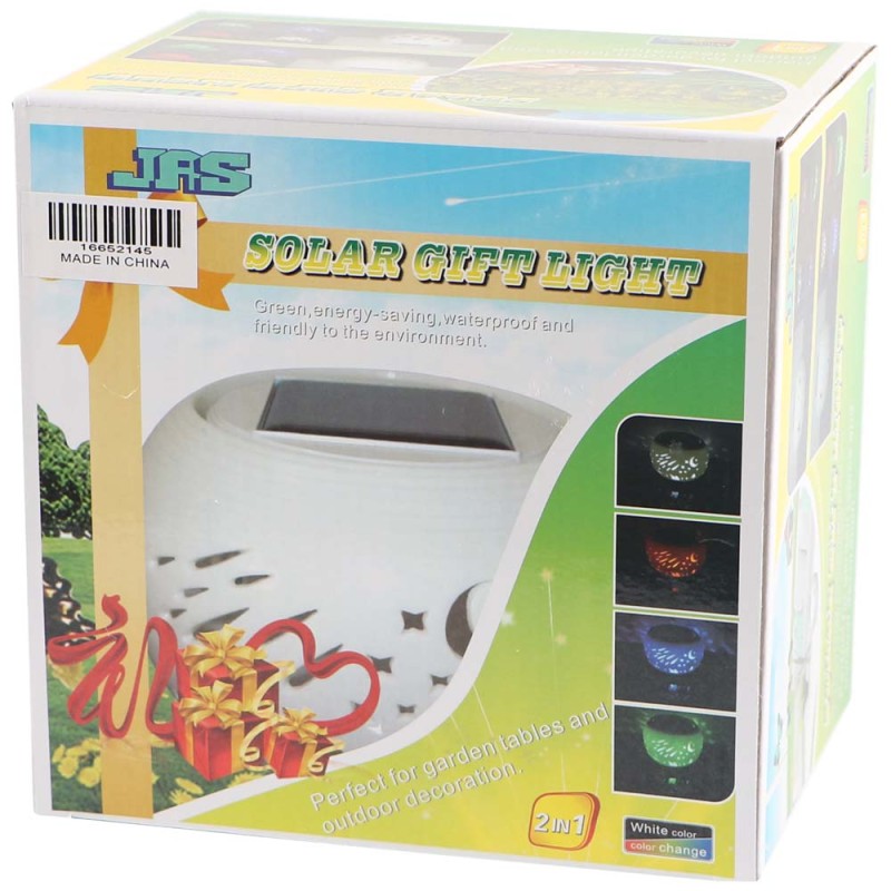 2145 SOLAR GARDEN TABLE LIGHT CERAMICS, WHITE 2 IN 1 120 X 85MM