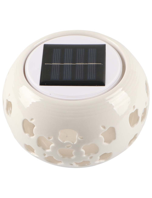 2146 SOLAR GARDEN TABLE LIGHT CERAMICS, WHITE 2 IN 1 120 X 85MM