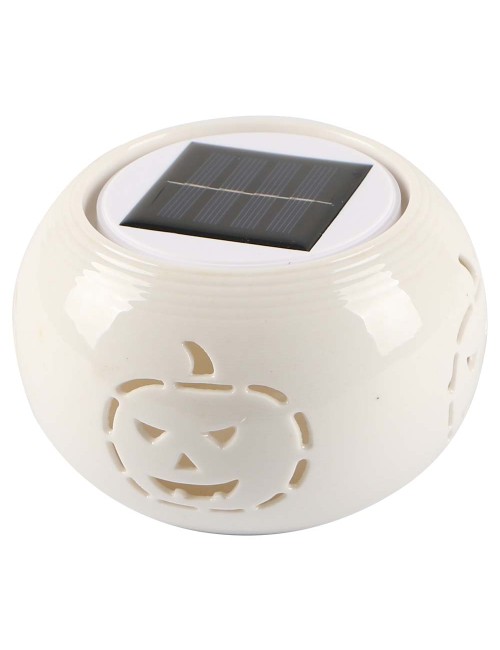 2147 SOLAR GARDEN TABLE LIGHT CERAMICS, WHITE 2 IN 1 120 X 85MM