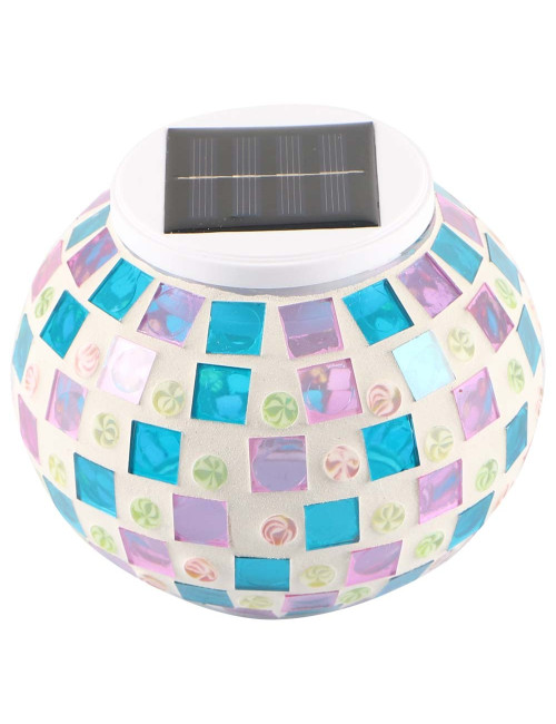 2156 SOLAR GARDEN TABLE LIGHT SHATTERED GLASS 2 IN 1 130 X 105MM