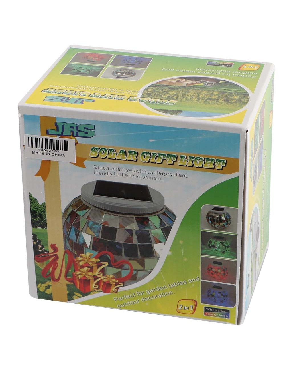 2157 130 X 105MM 2 IN1 لمبة طاولة حديقة طاقة شمسية زجاج مزخرف