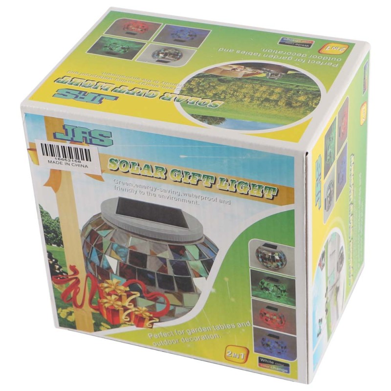 2158 SOLAR GARDEN TABLE LIGHT SHATTERED GLASS 2 IN 1 130 X 105MM