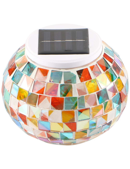 2159 SOLAR GARDEN TABLE LIGHT SHATTERED GLASS 2 IN 1 130 X 105MM