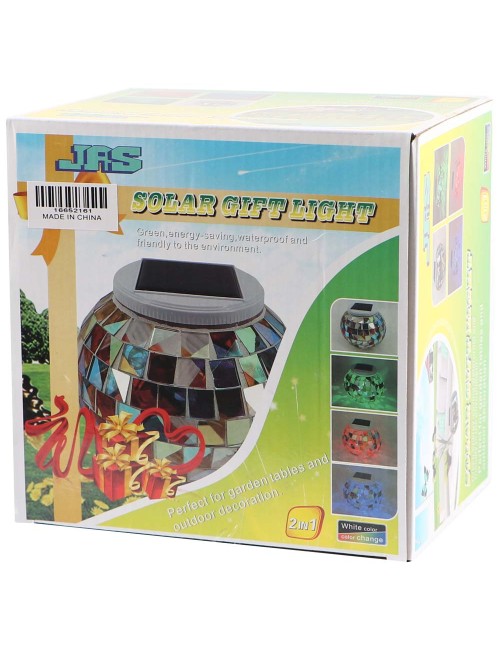 2161 SOLAR GARDEN TABLE LIGHT SHATTERED GLASS 2 IN 1 130 X 105MM