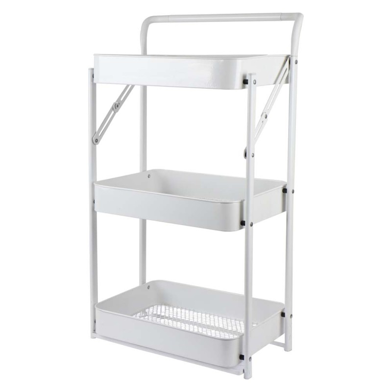 MOVEABLE 3 LAYERS FOLDABLE STORAGE SHELF WHITE 76 X 42 X 30